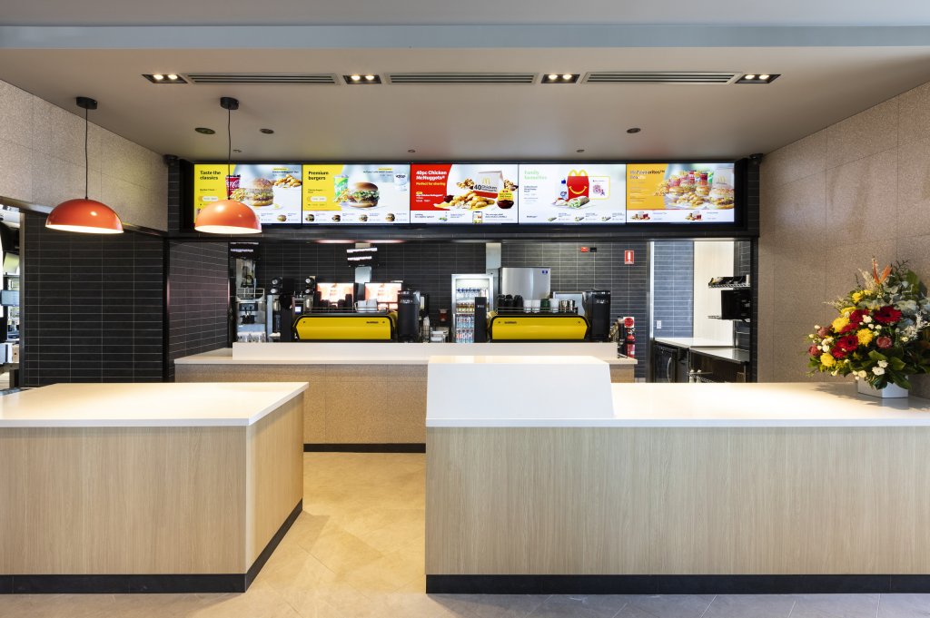 Coates' Indoor digital menu boards in MacDonald restaurant.